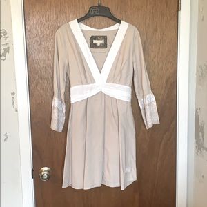 Odd Molly beige & white dress/long shirt M/10 EUC